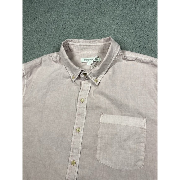 OUTERKNOWN Mens Size XL The Short Sleeve Studio Shirt Button Down Seashell - Picture 2 of 10